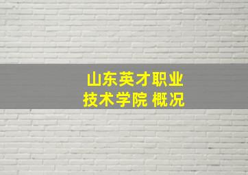 山东英才职业技术学院 概况